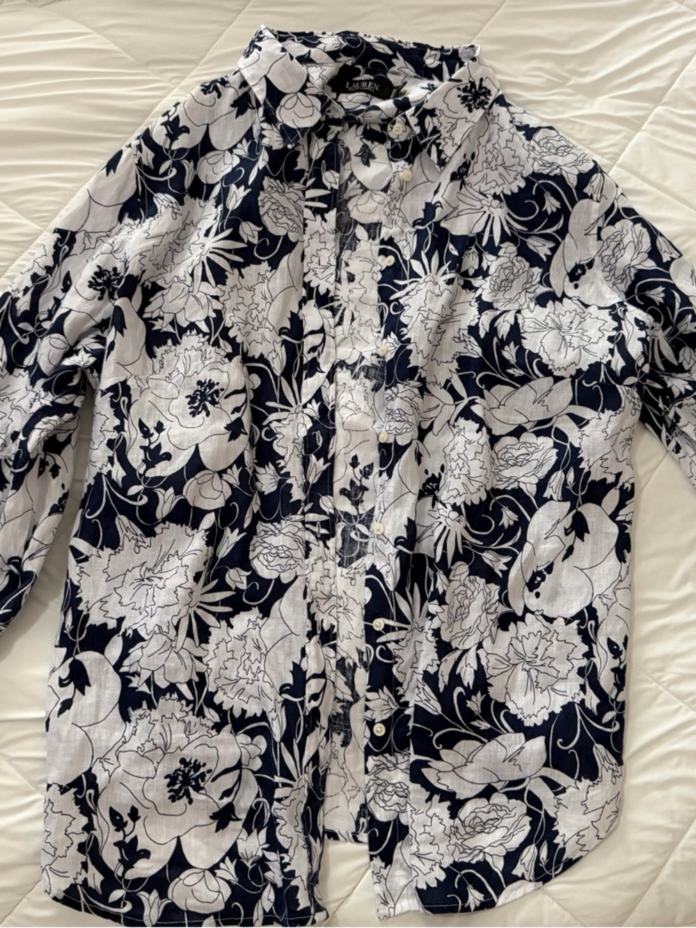 Ralph Lauren Navy & White Floral Button-Down Shirt